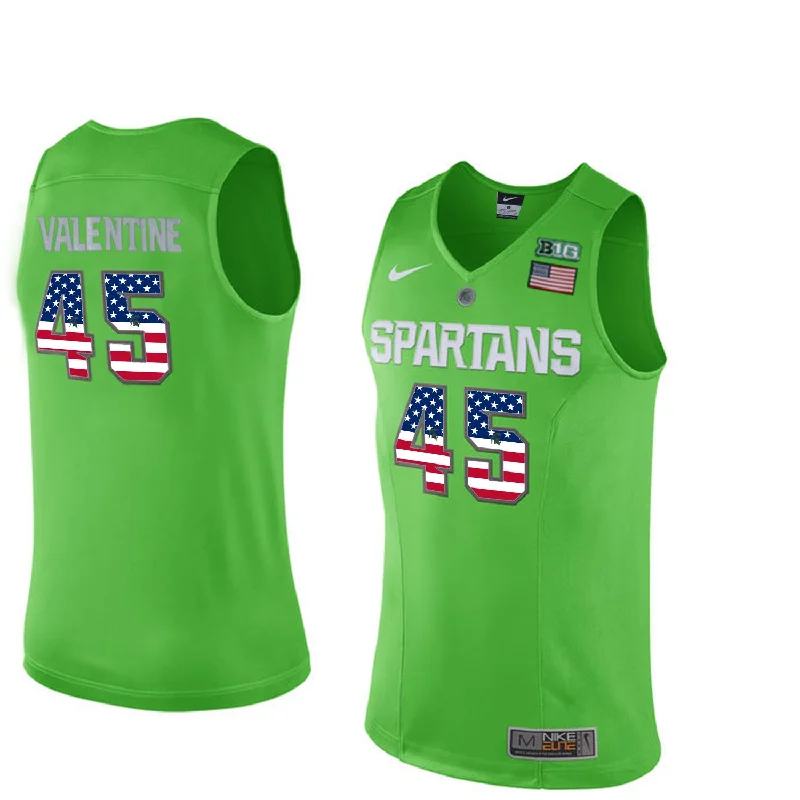 Michigan State Spartans 45 Denzel Valentine Apple Green College Basketball Basketball Jersey