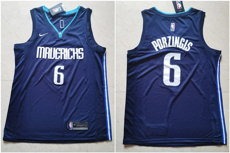 Mavericks 6 Kristaps Porzingis Navy Swingman Basketball Jersey