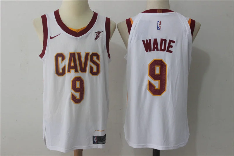 Cavaliers 9 Dwyane Wade White Authentic Basketball Jersey