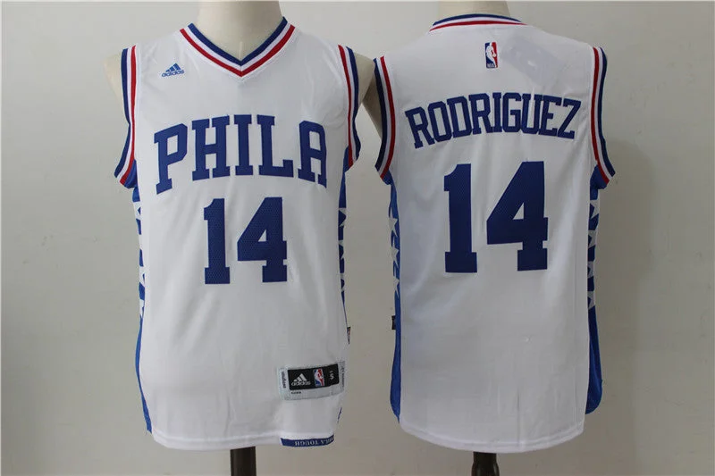 76ers 14 Sergio Rodriguez White Swingman Basketball Jersey