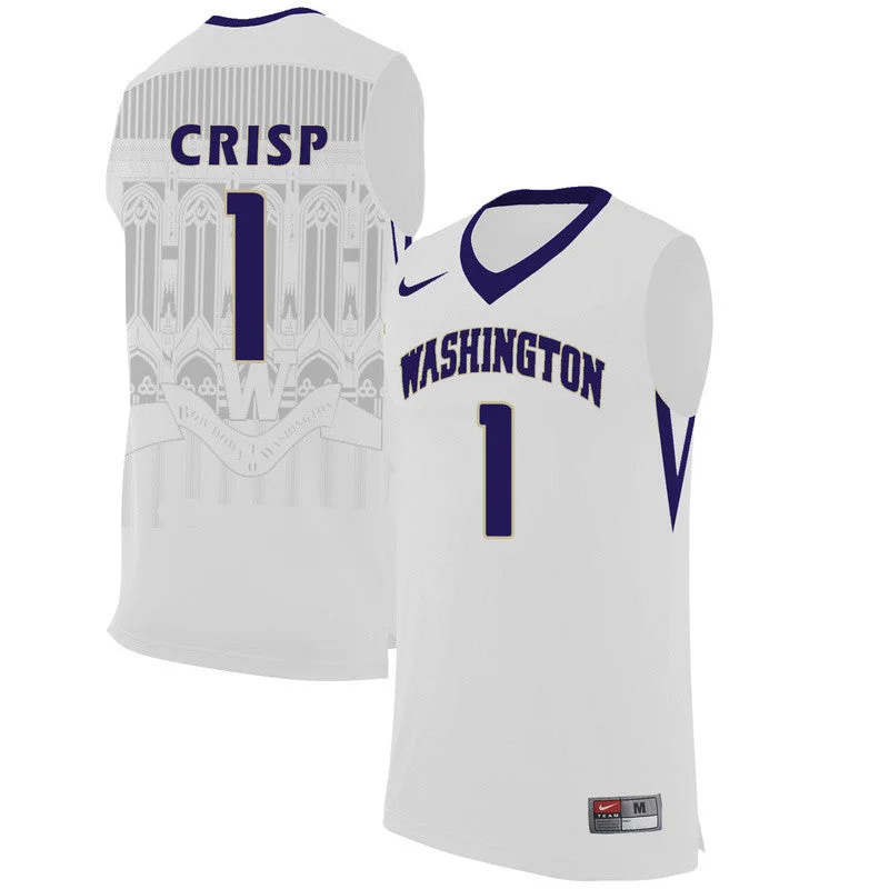 Washington Huskies 1 David Crisp White College Basketball Basketball Jersey