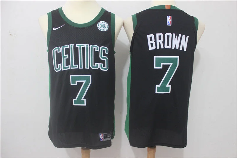 Celtics 7 Jaylen Brown Black Authentic Basketball Jersey