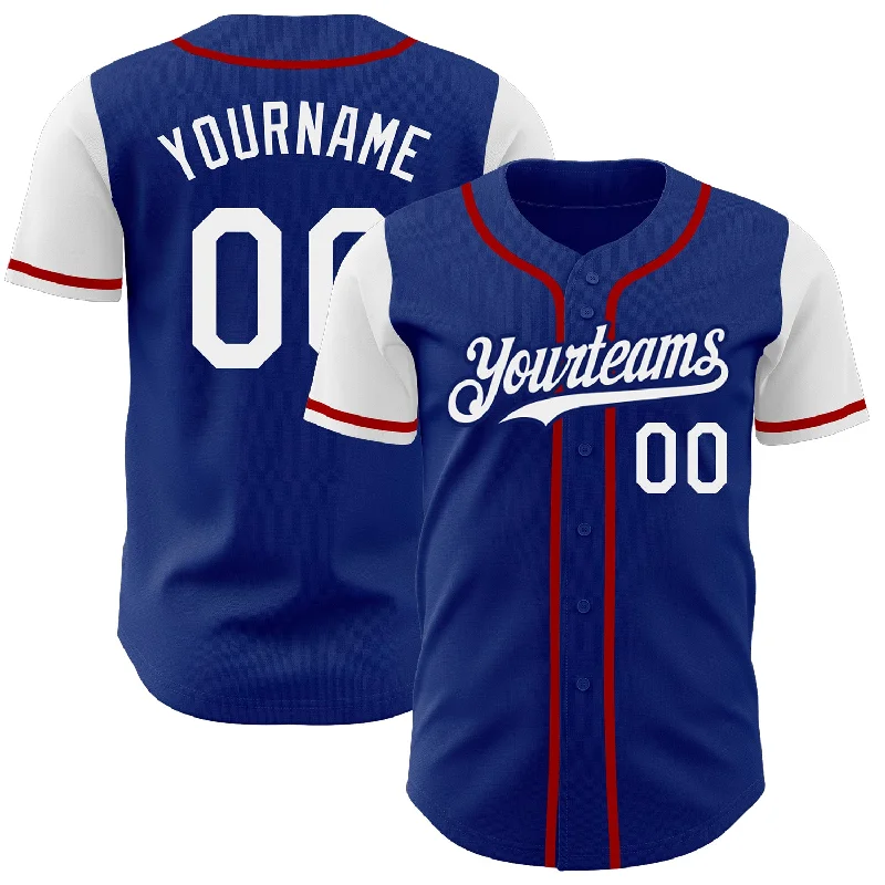 Custom Royal White-Red Authentic Two Tone Baseball Jersey