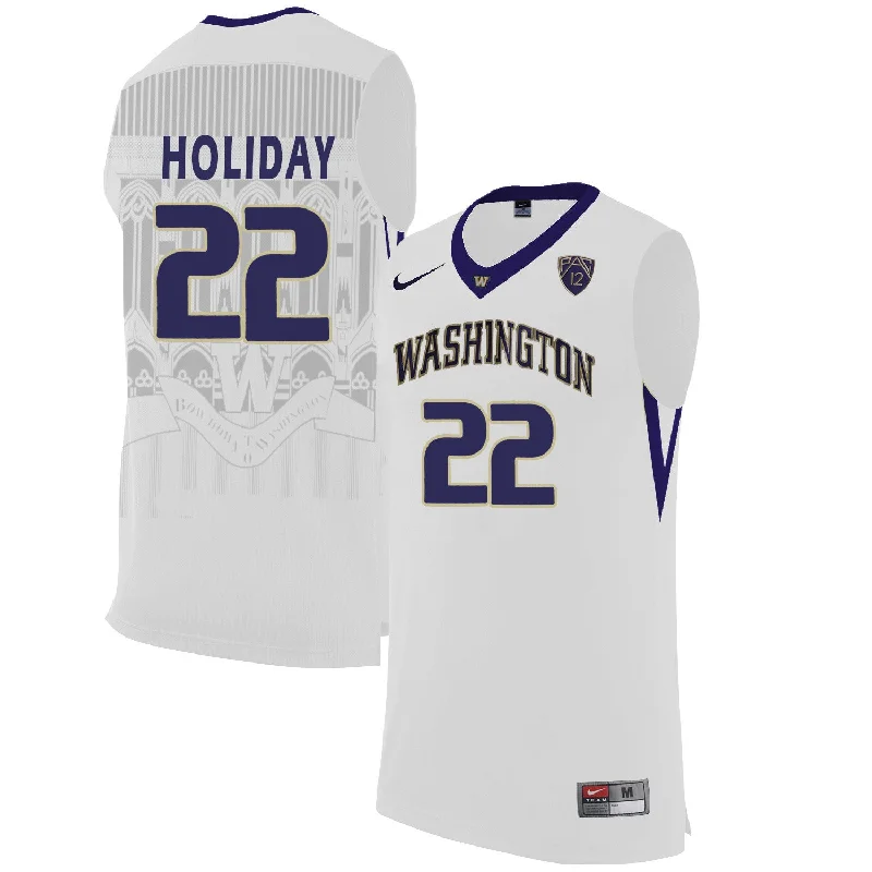 Washington Huskies 22 Justin Holiday White College Basketball Basketball Jersey