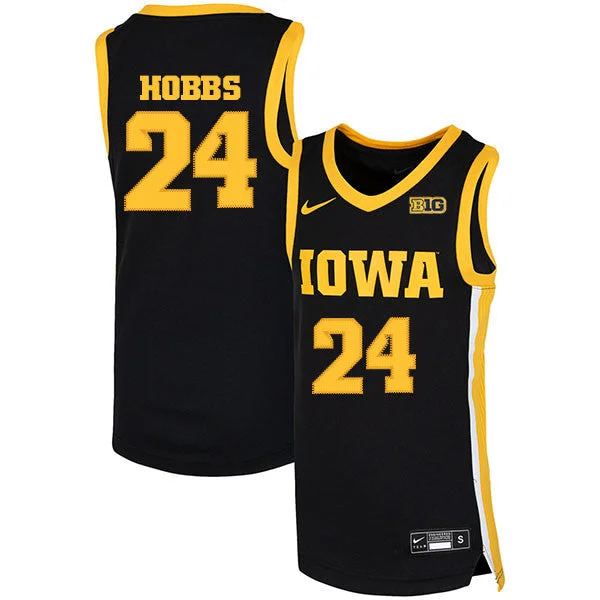 Iowa Hawkeyes 24 Nicolas Hobbs Black Basketball College Basketball Jersey