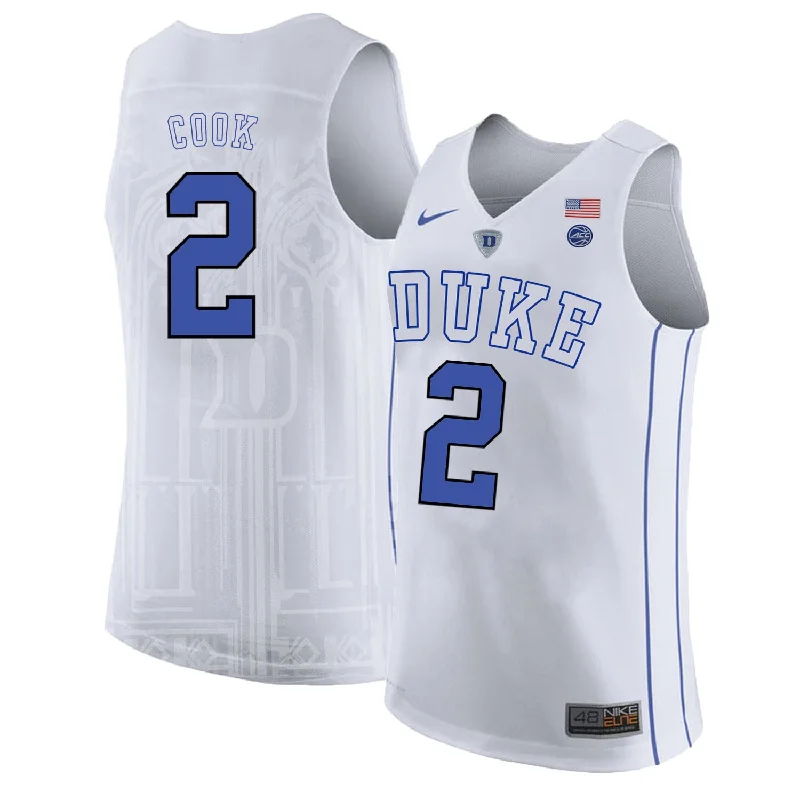 Duke Blue Devils 2 Quinn Cook White College Basketball Basketball Jersey