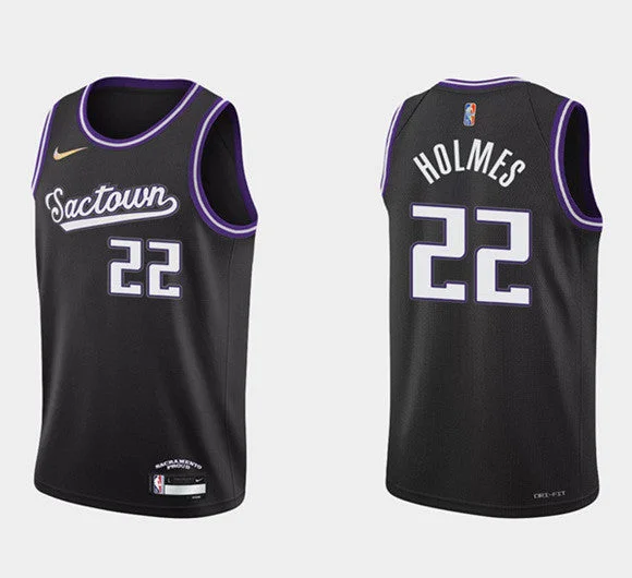 Men's Sacramento Kings #22 Richaun Holmes Black City Edition Basketball Stitched Basketball Jersey