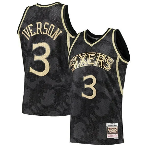 Men's Philadelphia 76ers #3 Allen Iverson Throwback Stitched Basketball Jersey