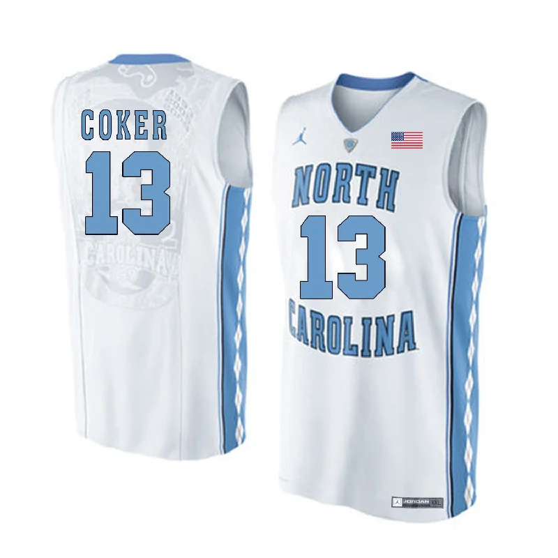 North Carolina Tar Heels 13 Kanler Coker White College Basketball Basketball Jersey