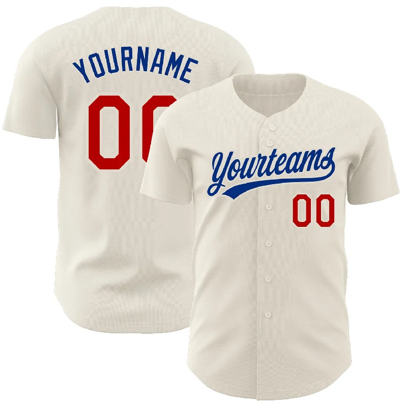 Custom Cream Red-Royal Authentic Baseball Jersey