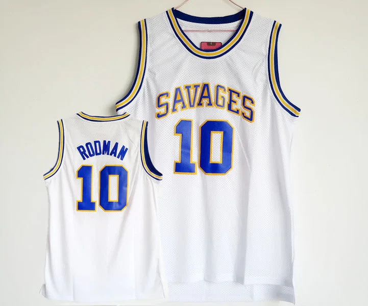 Oklahoma Savages 10 Dennis Rodman White College Basketball Mesh Basketball Jersey