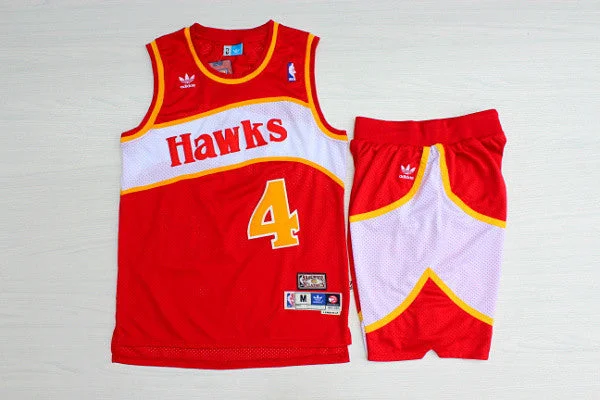 Hawks 4 Spud Webb Red Hardwood Classics Basketball Jersey(With Shorts)