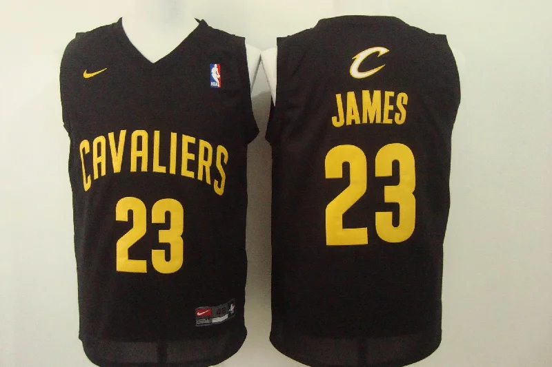 Men's Cleveland Cavaliers #23 LeBron James Black with Gold Stitched Basketball Jersey