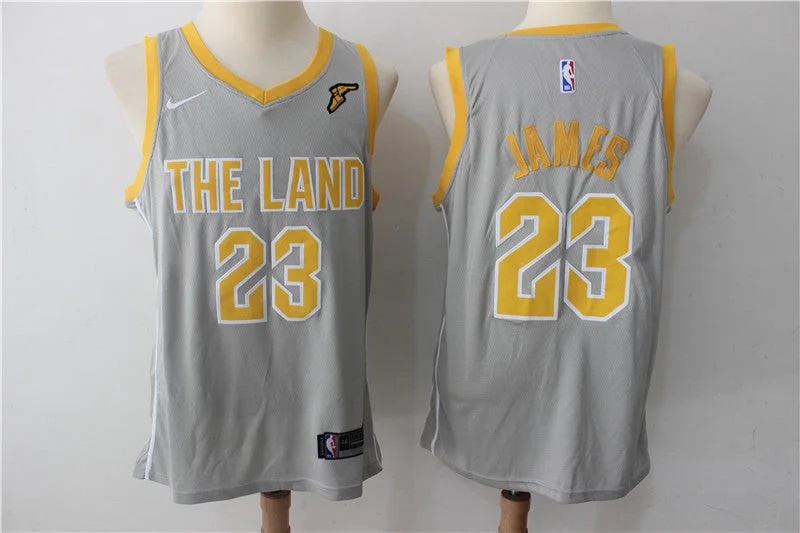 Cavaliers 23 LeBron James Gray The Land Swingman Basketball Jersey