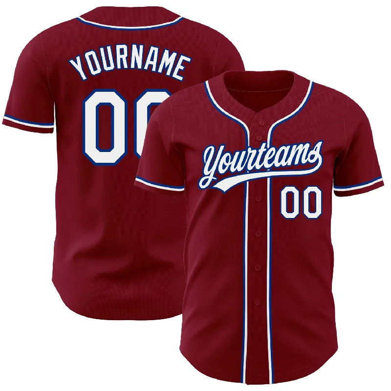 Custom Crimson White-Royal Authentic Baseball Jersey