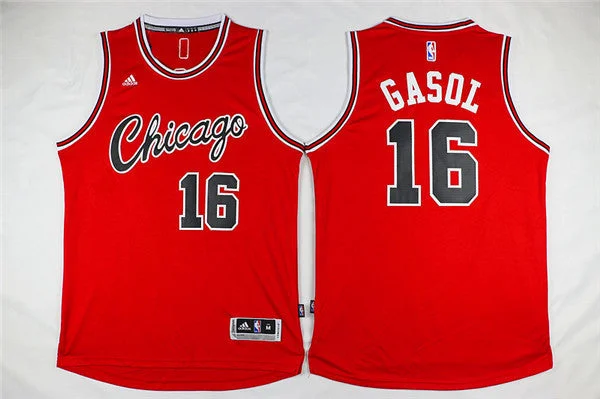 Bulls 16 Pau Gasol Red Throwback Swingman Basketball Jersey