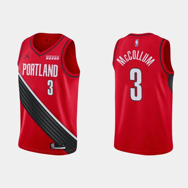 Men's Portland Trail Blazers #3 C.J. McCollum Red Stitched Basketball Jersey