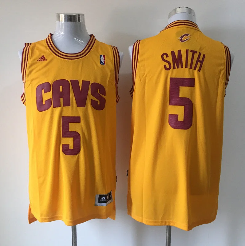 Cavaliers 5 J.R. Smith Yellow Swingman Basketball Jersey