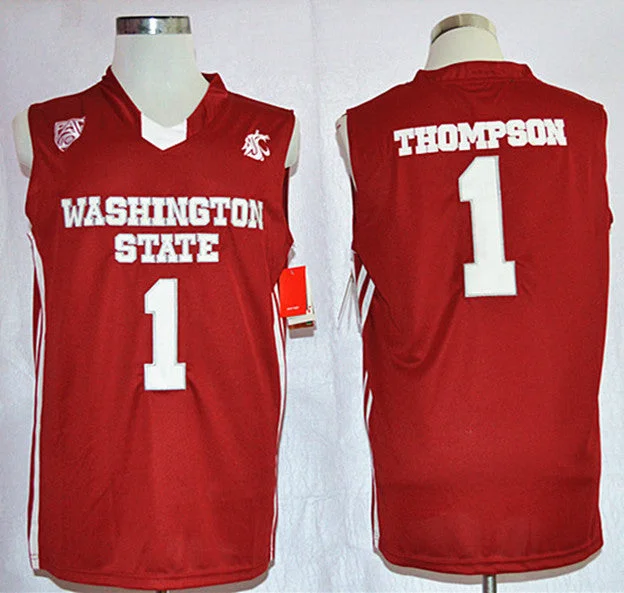 Washington State Cougars 1 Klay Thompson Red College Basketball Jersey