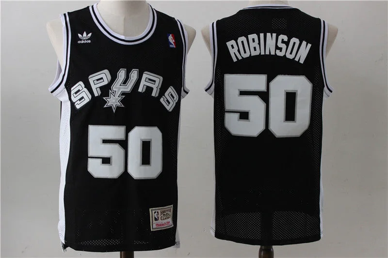 Spurs 50 David Robinson Black Hardwood Classics Basketball Jersey