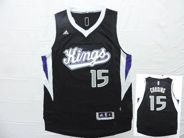 Kings 15 Cousins Black New Revolution 30 Basketball Jersey