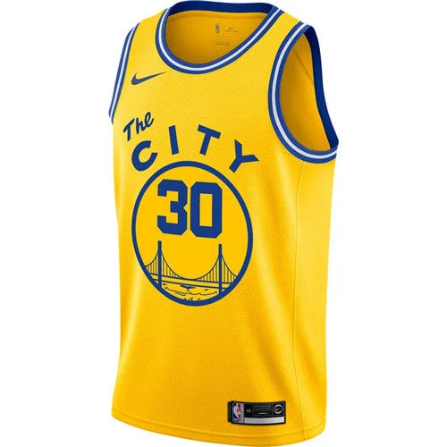 Men's Golden State Warriors #30 Stephen Curry Yellow 2019 City Edition Stitched Basketball Jersey