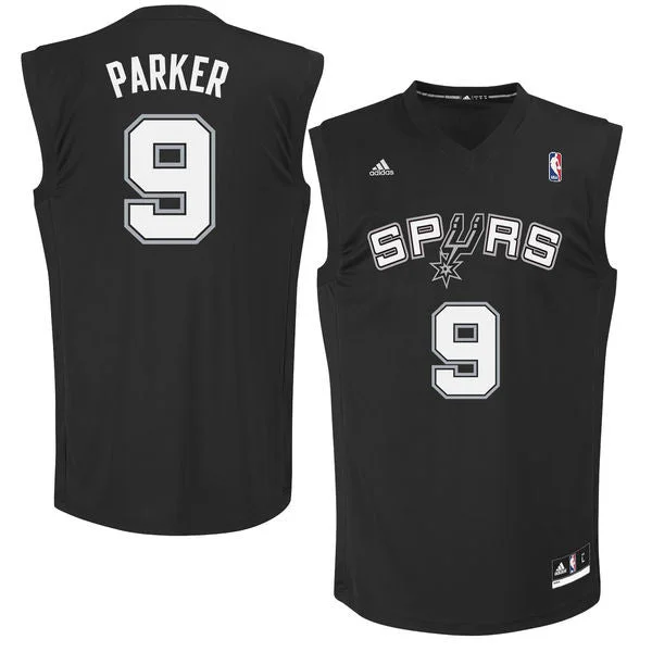 Spurs 9 Tony Parker Black Fashion Replica Basketball Jersey