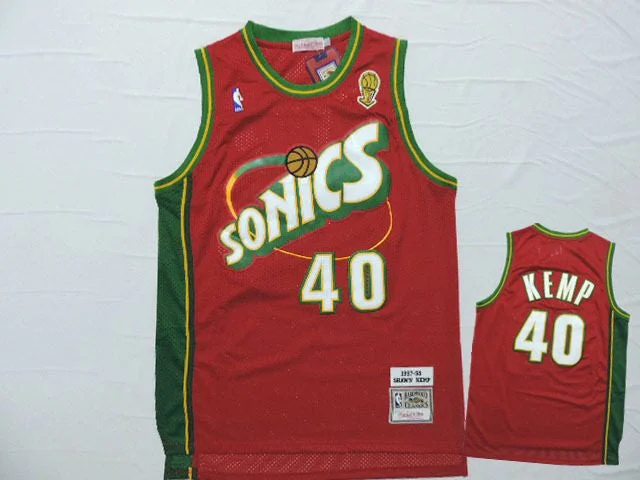 Supersonics 40 Shawn Kemp Red Hardwood Classics Basketball Jersey