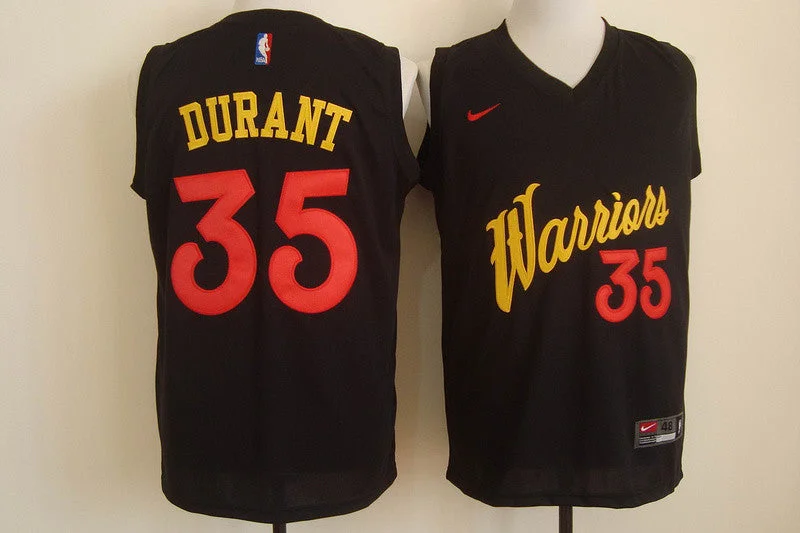 Warriors 35 Kevin Durant Black Basketball Jersey