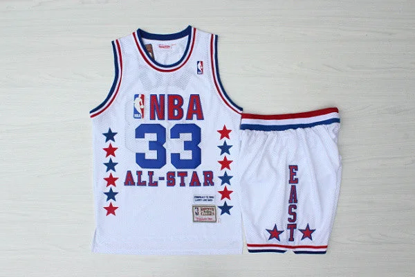 1990 All Star 33 Larry Bird White Hardwood Classics Basketball Jersey(With Shorts)