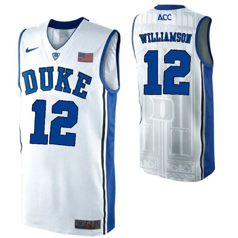 Duke Blue Devils 12 Zion Williamson White College Elite Basketball Basketball Jersey