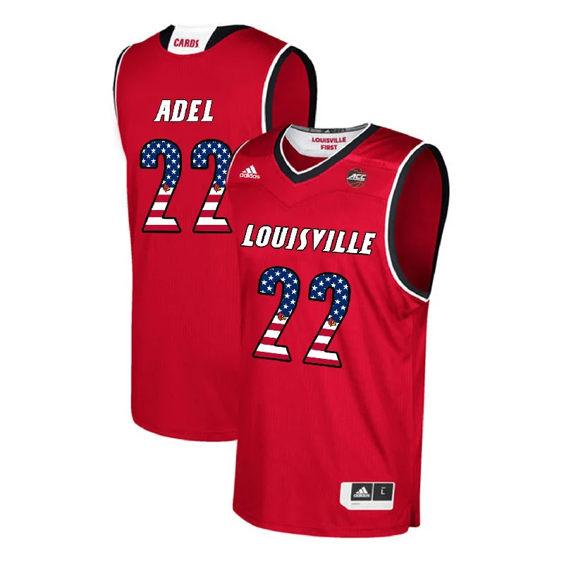 Louisville Cardinals 22 Deng Adel Red USA Flag College Basketball Basketball Jersey