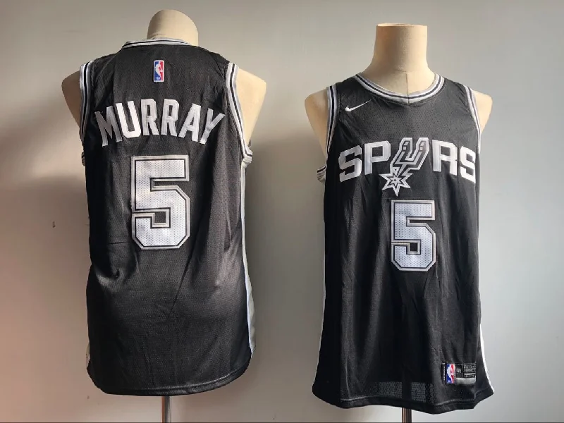 Spurs 5 Dejounte Murray Black Swingman Basketball Jersey