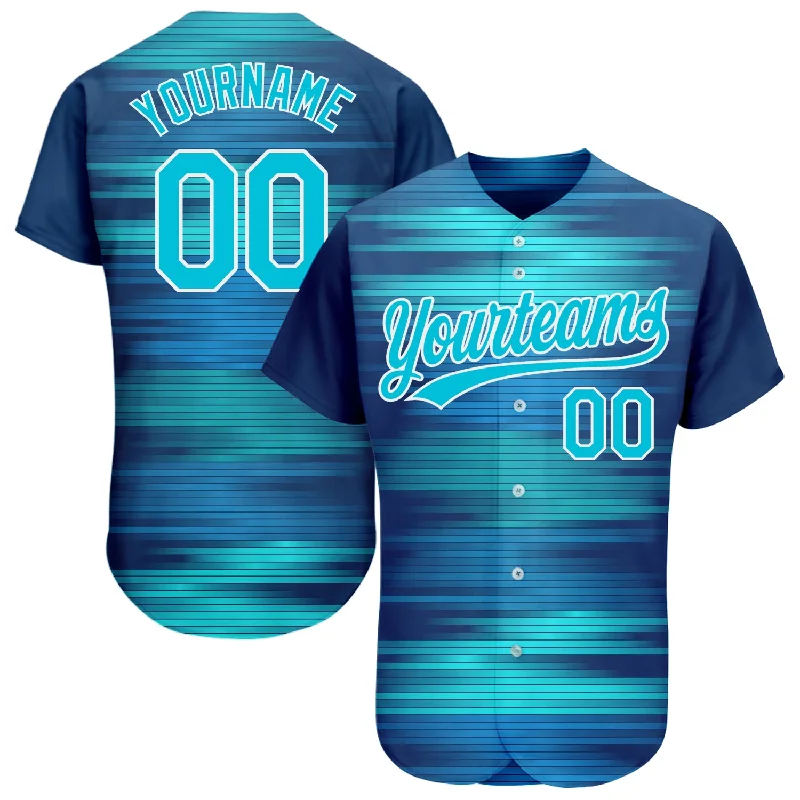 Custom Royal Lakes Blue-White 3D Pattern Design Authentic Baseball Jersey