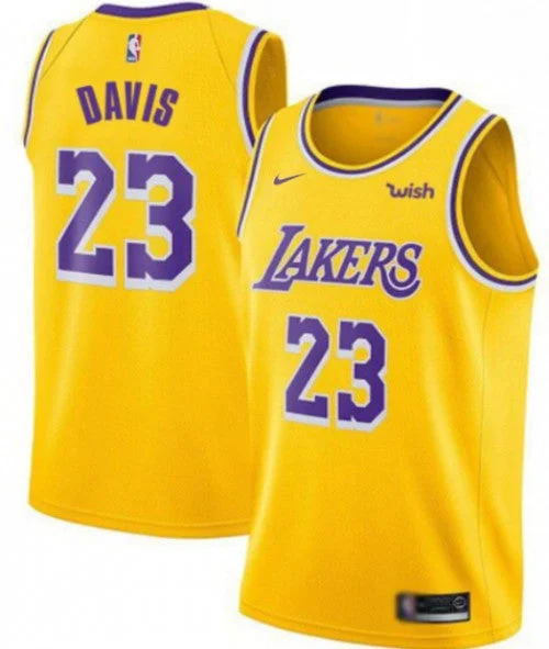 Men's Los Angeles Lakers #23 Anthony Davis Yellow Stitched Basketball Jersey