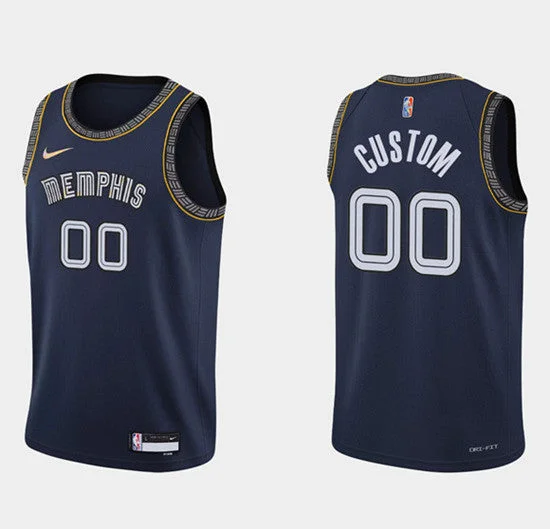 Men's Memphis Grizzlies Active Custom Navy 75th Anniversary City Stitched Basketball Jersey