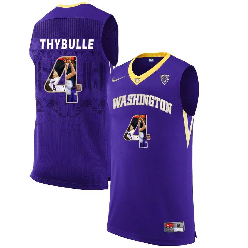 Washington Huskies 4 Matisse Thybulle Purple With Portait College Basketball Basketball Jersey