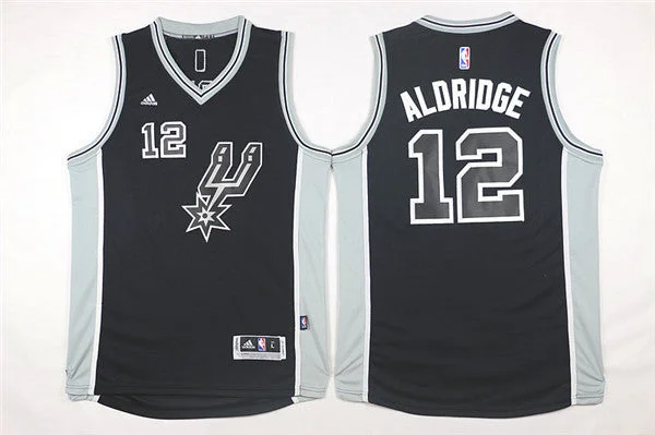 Spurs 12 LaMarcus Aldridge Black 2015-16 Swingman Basketball Jersey