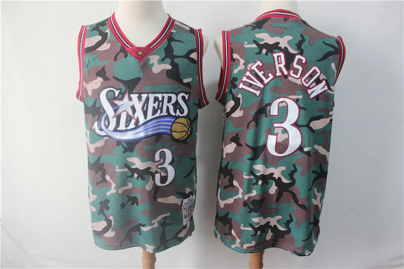 76ers 3 Allen Iverson Camo 1996-97 Hardwood Classics Basketball Jersey