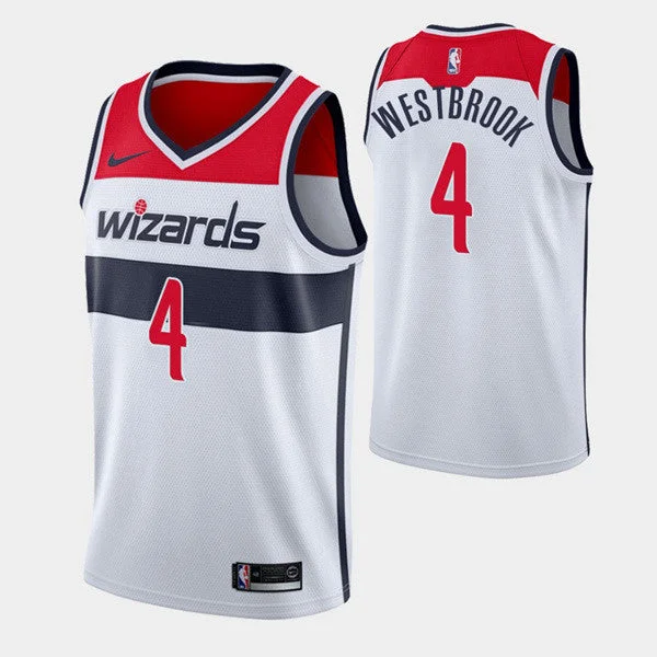 Men' Wizards #4 Russell Westbrook White Stitched Basketball Jersey