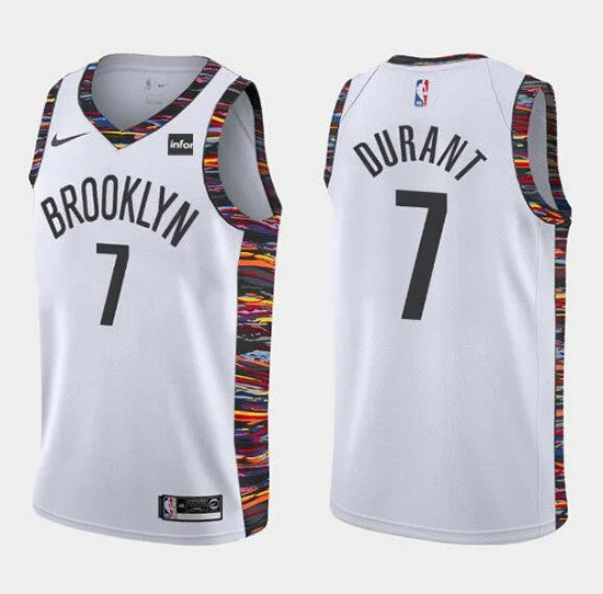 Men's Brooklyn Nets #7 Kevin Durant White 2019 City Edition Stitched Basketball Jersey