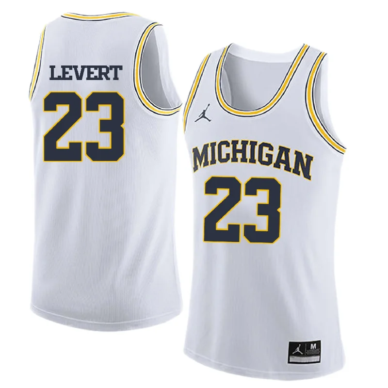 University of Michigan 23 Caris Levert White College Basketball Basketball Jersey