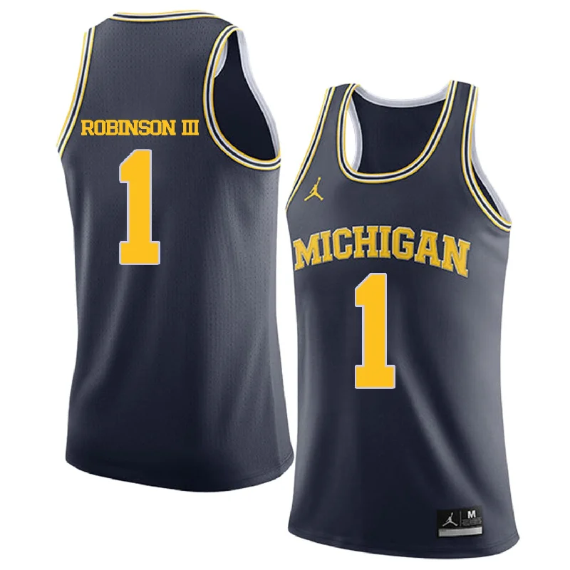 University of Michigan 1 Glenn Robinson III Navy College Basketball Basketball Jersey