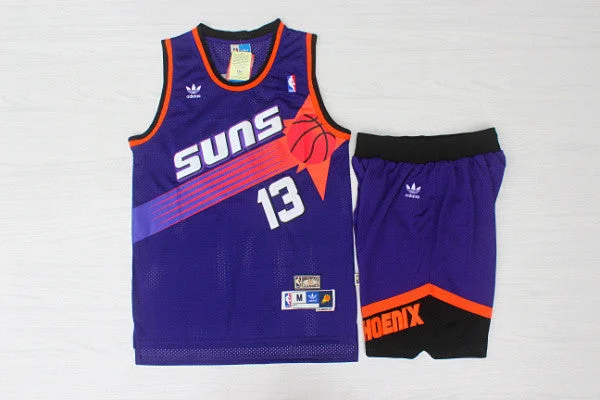 Suns 13 Steve Nash Purple Hardwood Classics Basketball Jersey(With Shorts)