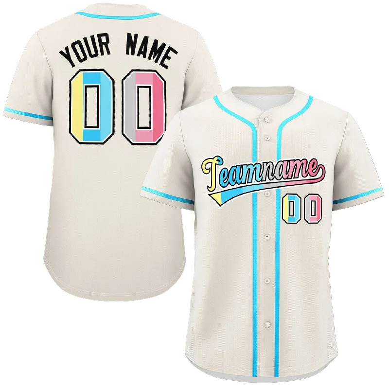 Custom Cream Genderflux For Pride Month Classic Style Authentic Baseball Jersey