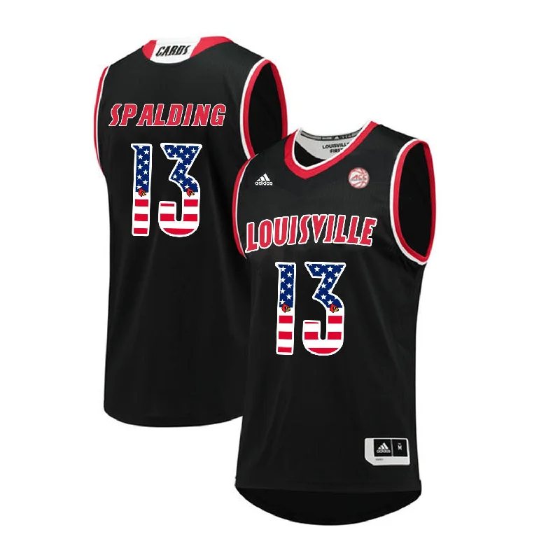 Louisville Cardinals 13 Ray Spalding Black USA Flag College Basketball Basketball Jersey