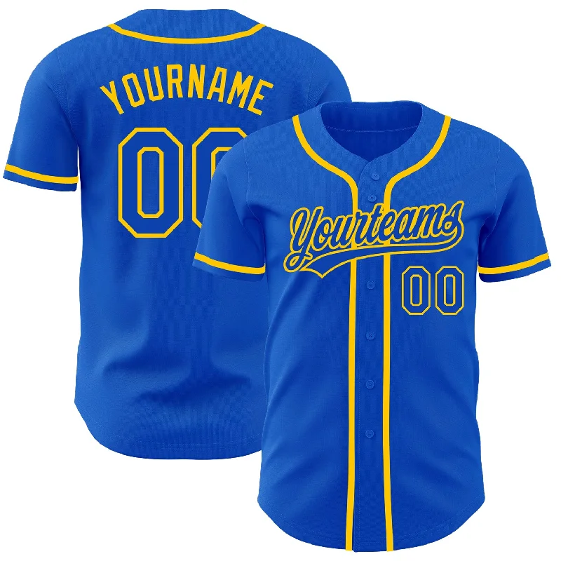 Custom Thunder Blue Yellow Authentic Baseball Jersey