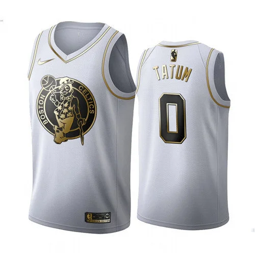 Men's Boston Celtics #0 Jayson Tatum White 2019 Golden Edition Stitched Basketball Jersey