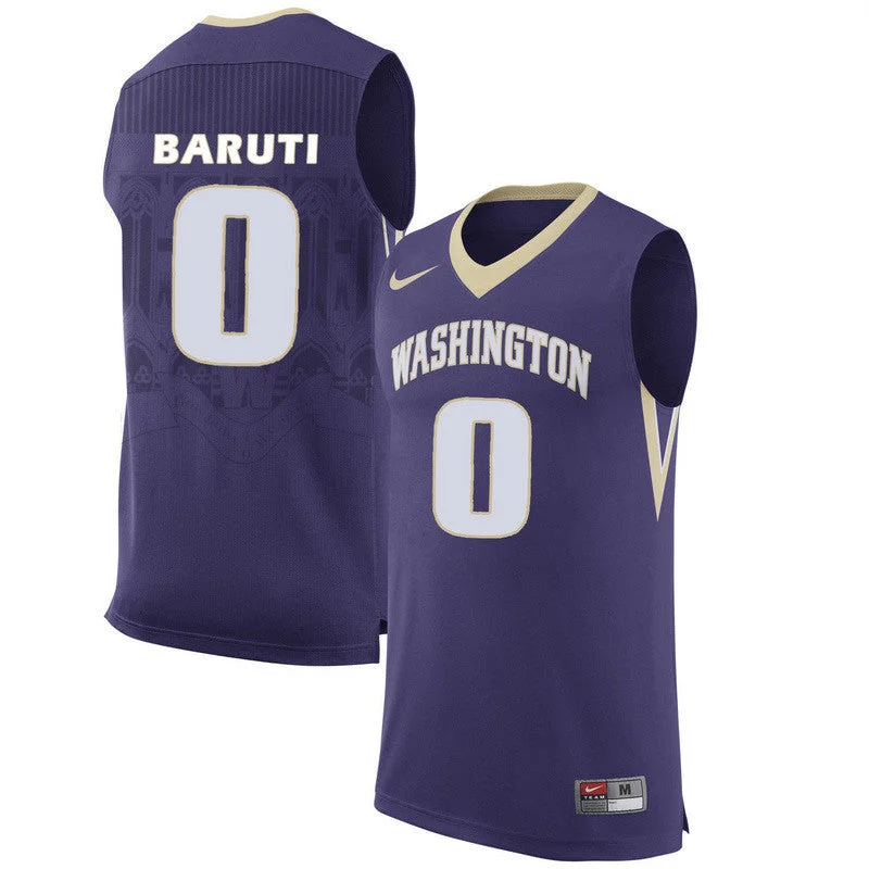 Washington Huskies 0 Bitumba Baruti Purple College Basketball Basketball Jersey