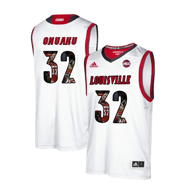 Louisville Cardinals 32 Chinanu Onuaku White With Portrait Print College Basketball Basketball Jersey